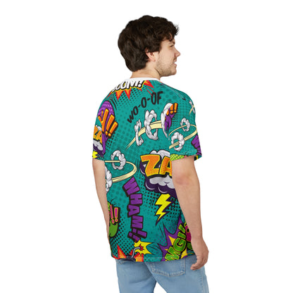 Comic Book Graphic Tee,  Tee, AOP T-shirt, Fun Graphic Shirt, Gift for Comic Lovers, Casual Wear, Cartoon Print Tee