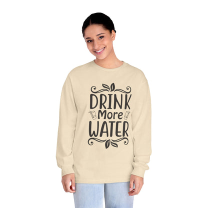 Drink More Water Classic Long Sleeve T-Shirt, Hydration Reminder Top, Health Apparel, Gift for Wellness Enthusiasts, [...]
