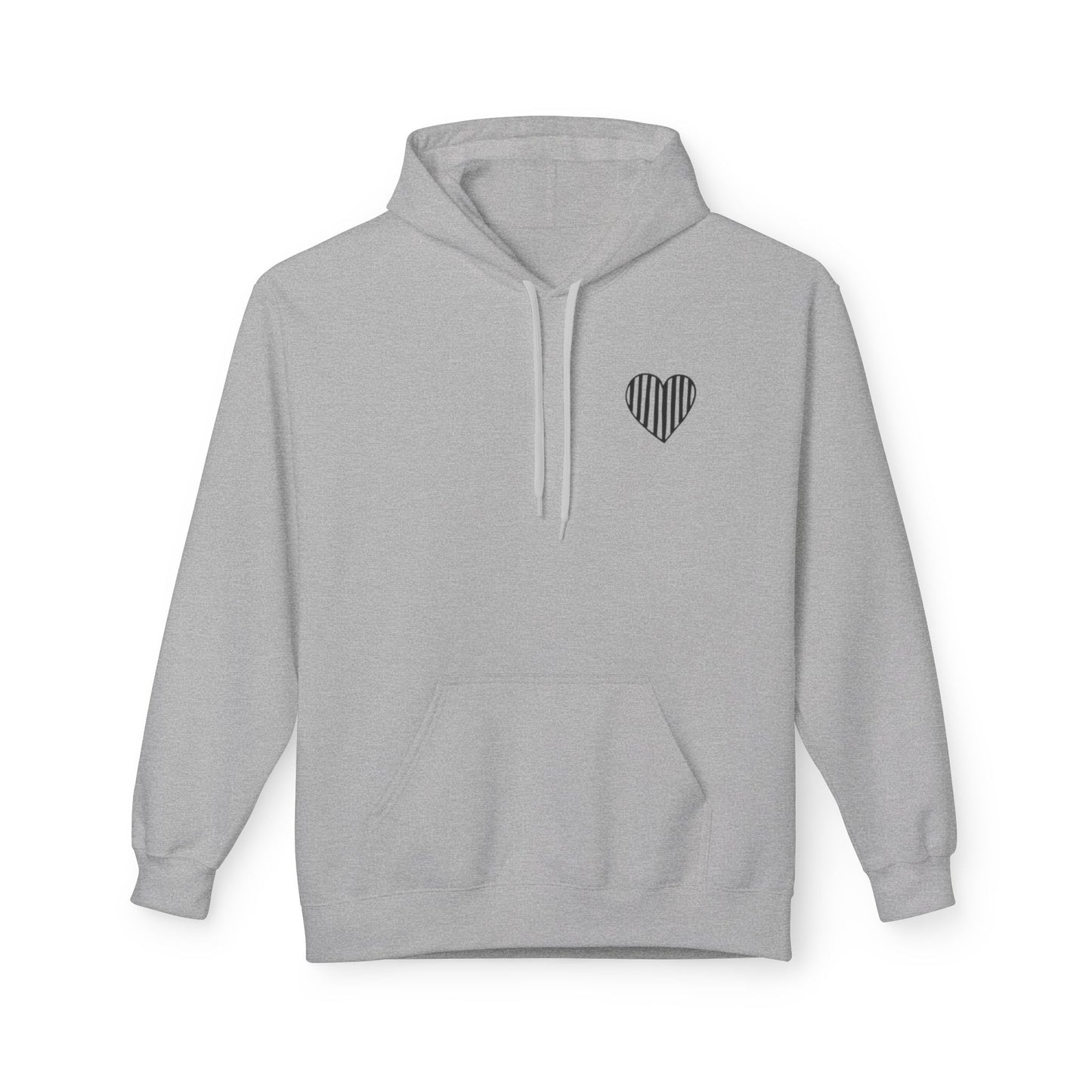 Striped Heart Fleece Hoodie - Soft, Cozy Apparel for All Seasons