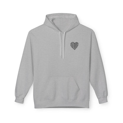 Striped Heart Fleece Hoodie - Soft, Cozy Apparel for All Seasons