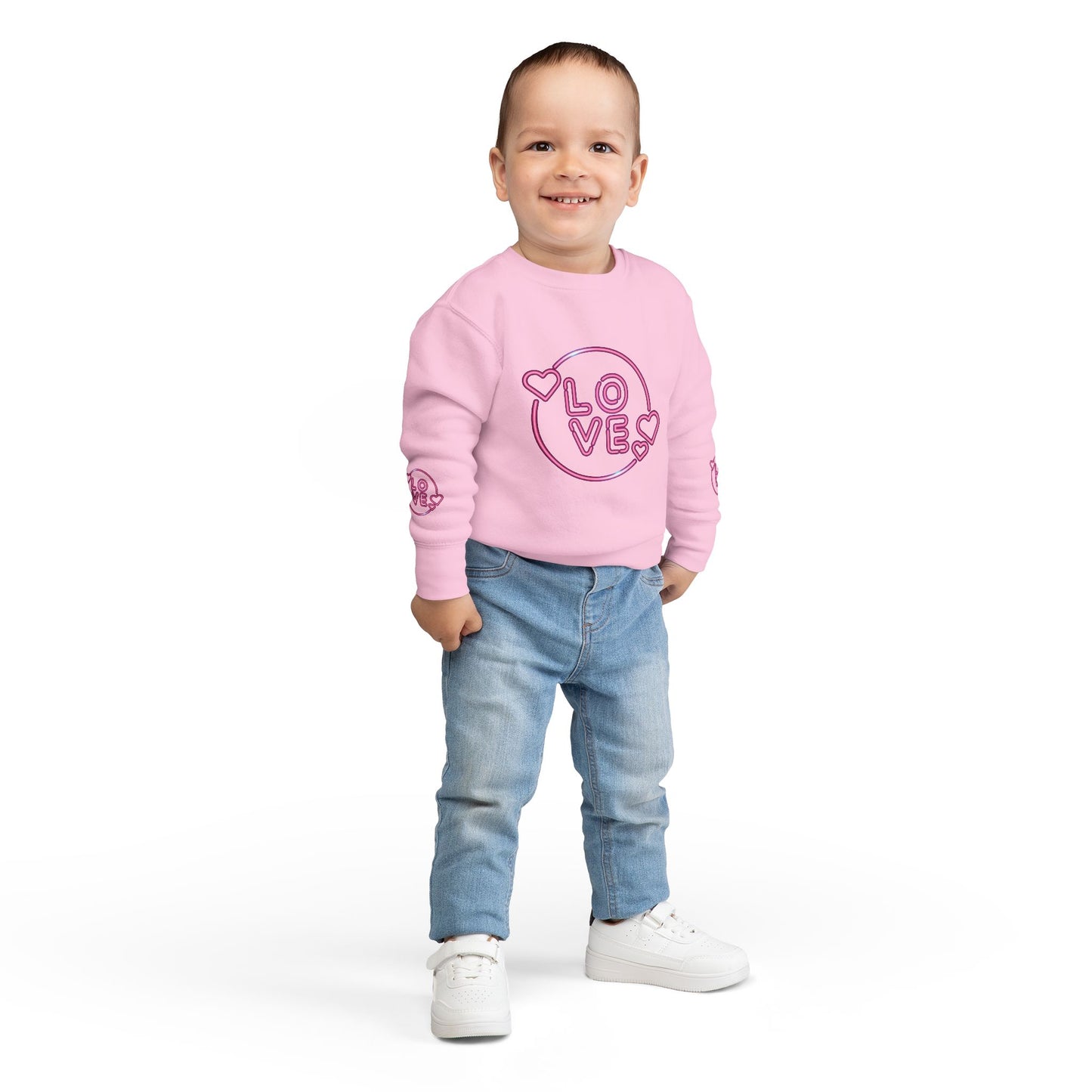 Charming Toddler Sweatshirt with 'Love' Print, Cozy Kids Pullover, Cute Gift for Birthdays, Playdates
