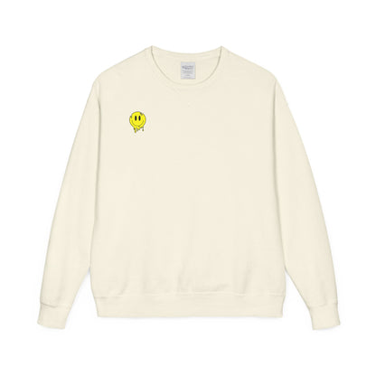 Smiley Face ComfortWash Sweatshirt | Cozy  Crewneck for Everyday Wear, Gifts, Relaxation, Casual Outfits, Cheerful Vibe