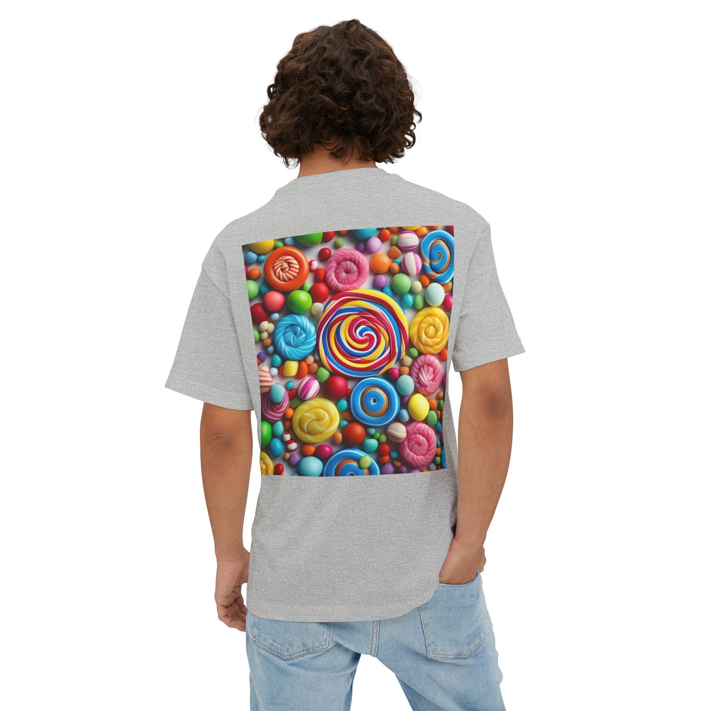 Candy-Themed  Oversized Boxy Tee, Sweet Treat Shirt, Fun Summer Tee, Trendy Casual Wear, Gift for Candy Lovers, Party Shirt, [...]
