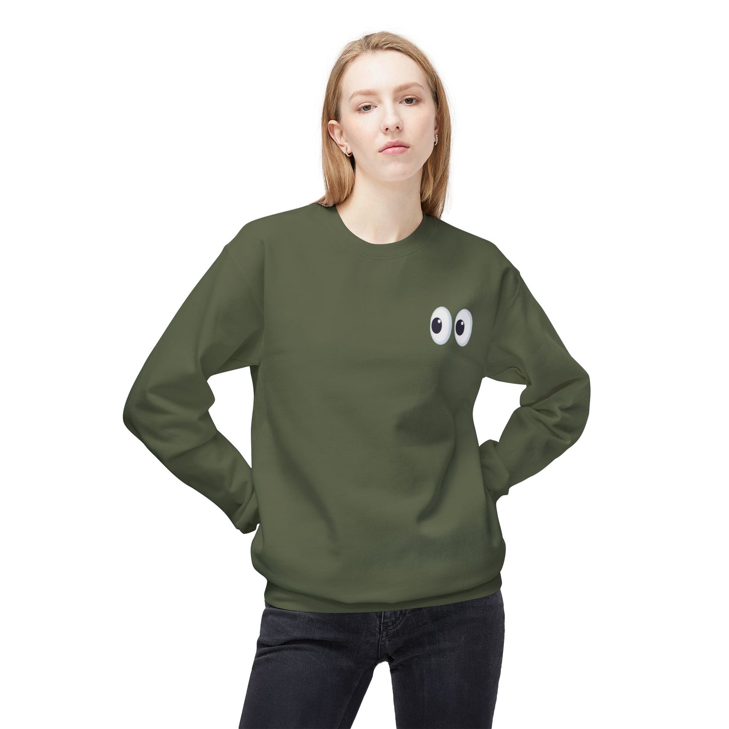 Cute Eyes Crewneck Sweatshirt, Cozy  Fleece, Perfect for Gifts, Casual Wear, Everyday Comfort