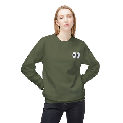 Cute Eyes Crewneck Sweatshirt, Cozy  Fleece, Perfect for Gifts, Casual Wear, Everyday Comfort