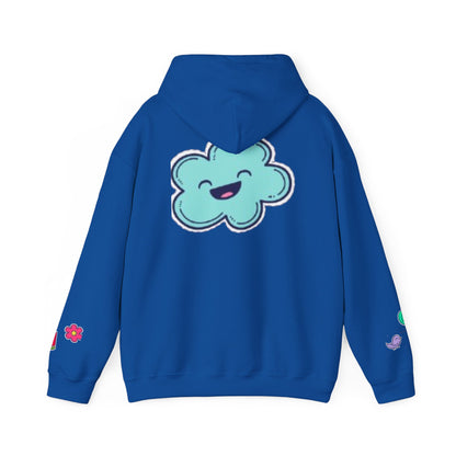 Cute Illustrated Hoodie with Flowers,  Sweatshirt for Spring, Funny Cloud Design, Gift for Teens, Cozy Casual Wear
