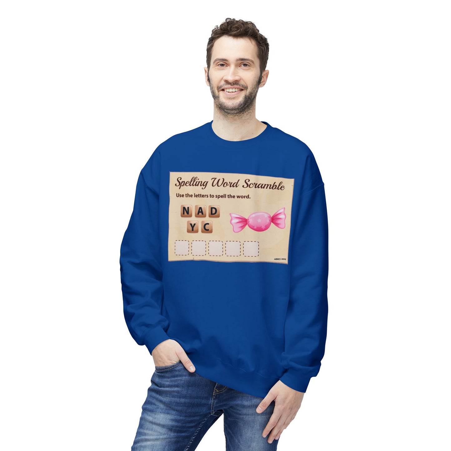 Creative Spelling Word Scramble Crewneck Sweatshirt, Fun Apparel, Unique Gift, Cozy Wear, Interactive Teaching Tool