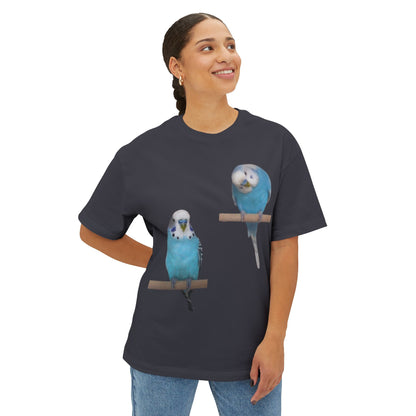 Colorful Budgie Boxy Tee, Comfortable Fashion, Bird Lover Gift, Casual Everyday Style, Unique Animal Tee,  Graphic Shirt