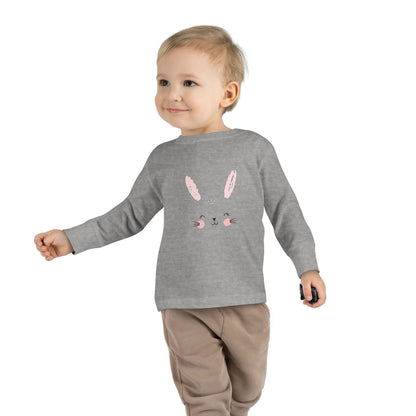 Cute Bunny Toddler Long Sleeve Tee, Rabbit Graphic Kids Shirt, Easter Gift, Spring Style, Toddler Apparel