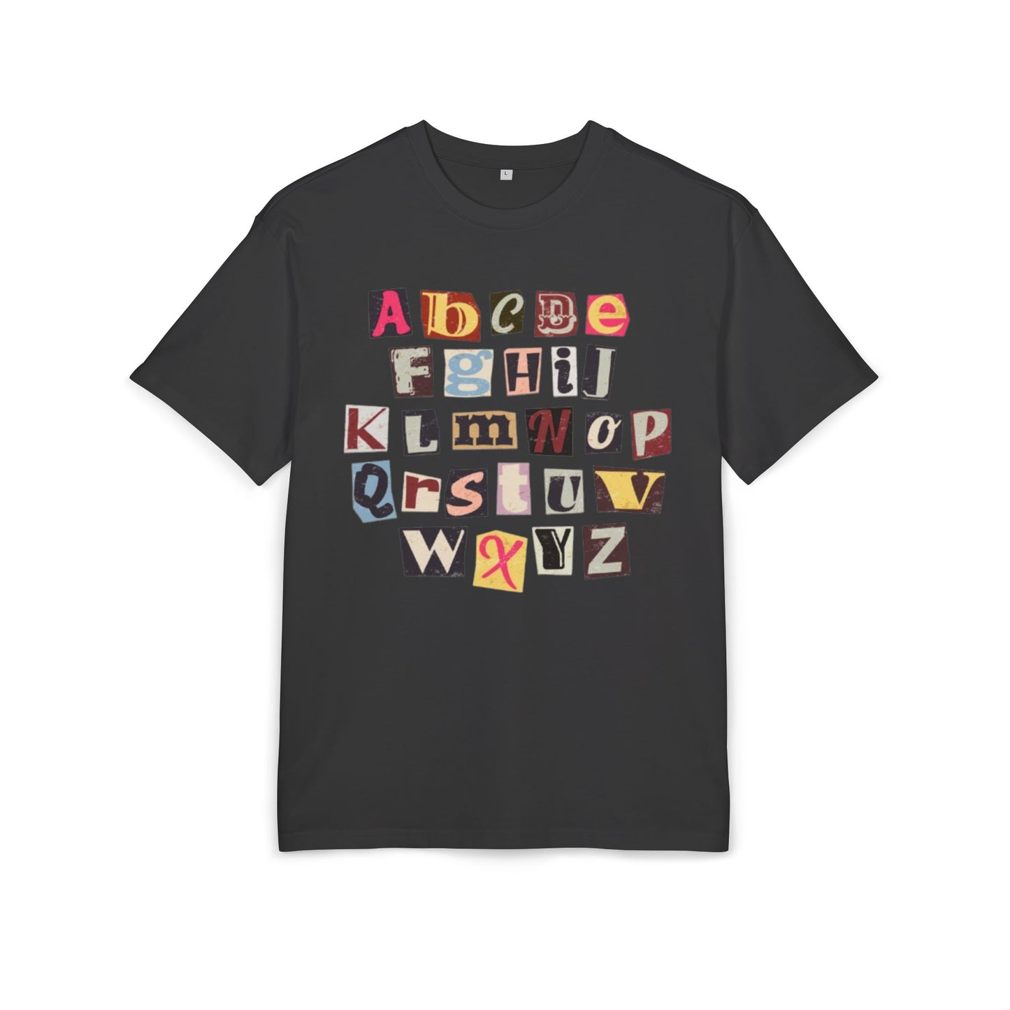 Playful Alphabet Oversize Tee, Comfortable Graphic Shirt, Casual Wear, Gift for Kids and Adults, Fun T-Shirt for Any Occasion