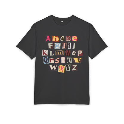 Playful Alphabet Oversize Tee, Comfortable Graphic Shirt, Casual Wear, Gift for Kids and Adults, Fun T-Shirt for Any Occasion
