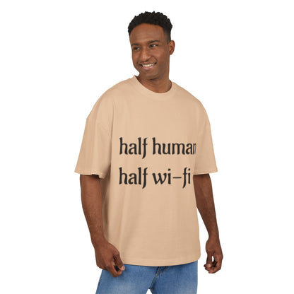 Half Human Half Wi-Fi Tee |  Cotton Box Shirt, Funny Graphic Tee, Gift for Tech Lovers, Quirky Casual Wear, Geeky Apparel