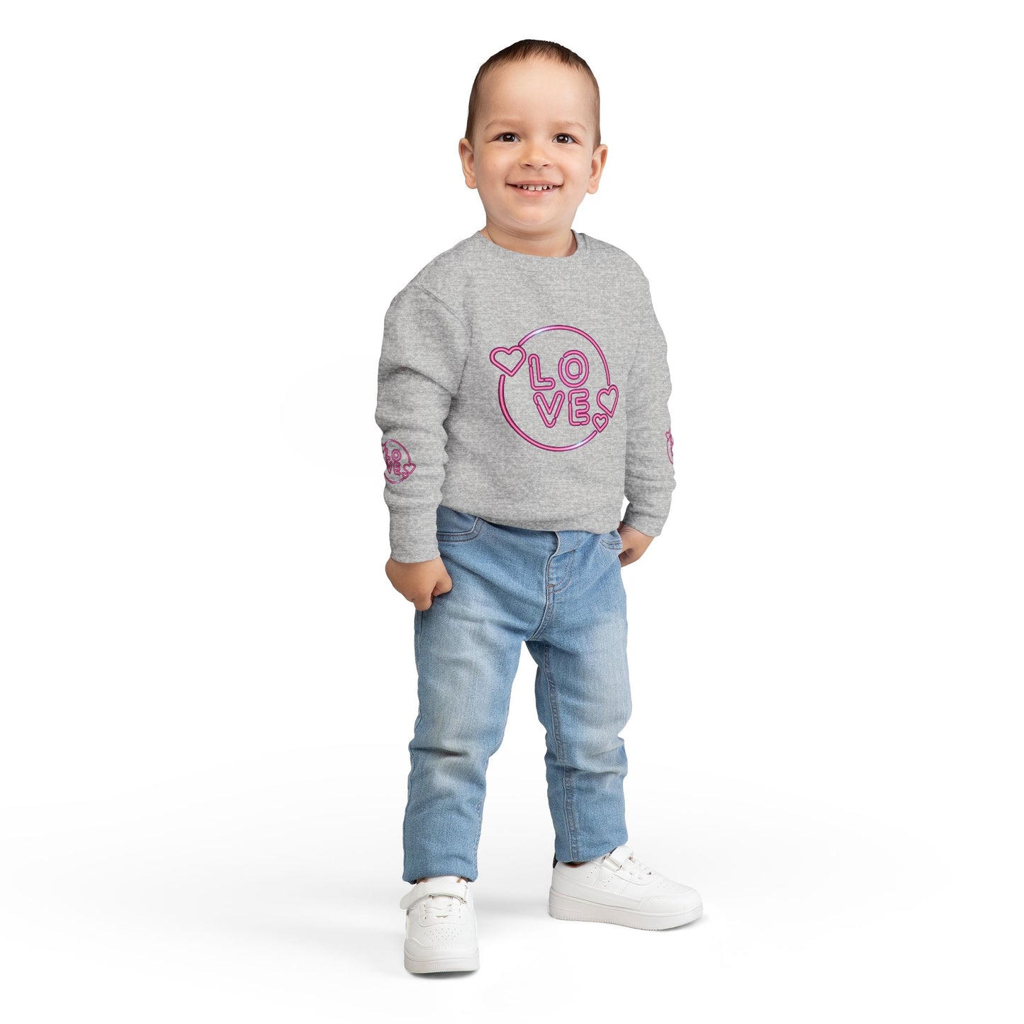 Charming Toddler Sweatshirt with 'Love' Print, Cozy Kids Pullover, Cute Gift for Birthdays, Playdates
