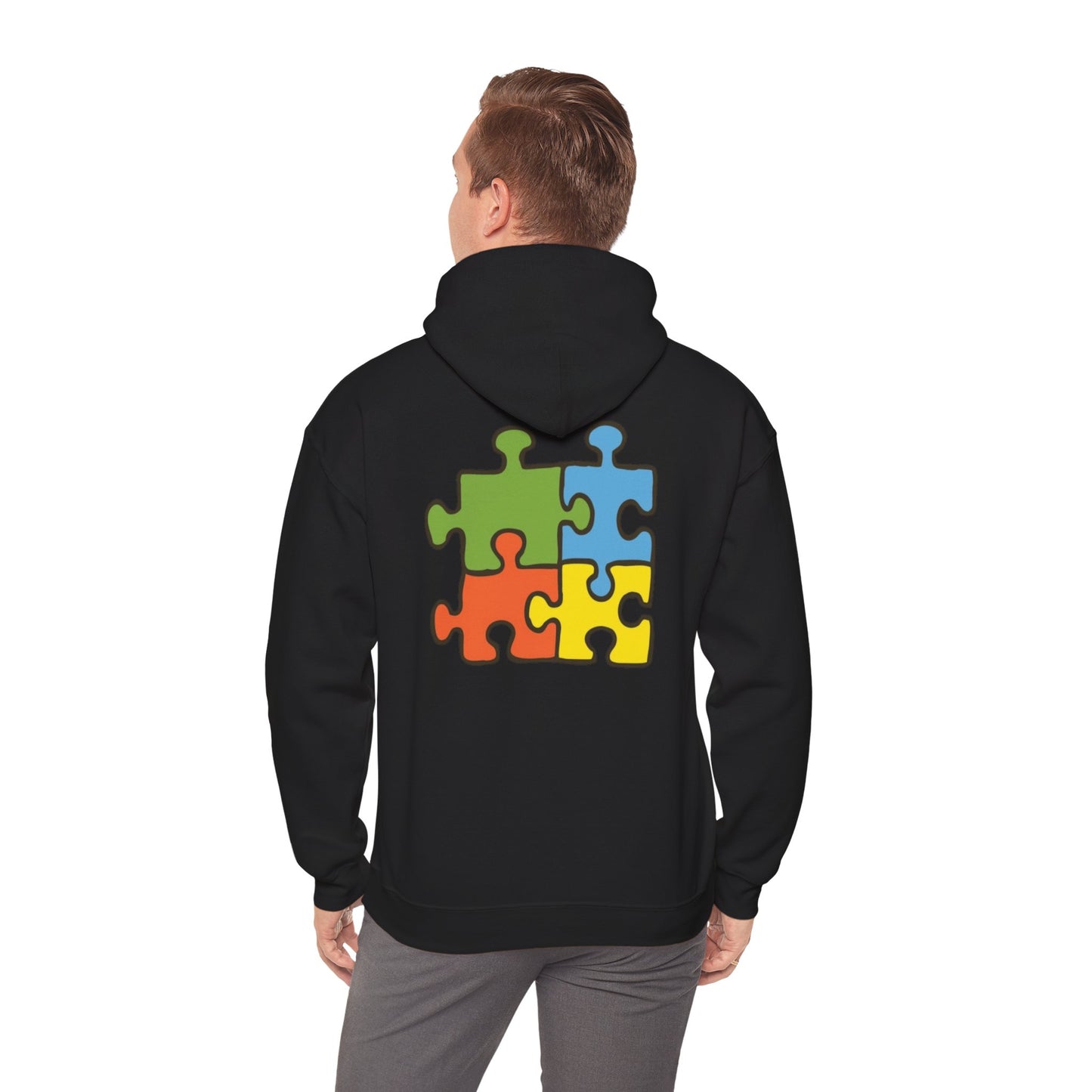 Colorful Puzzle Piece Hoodie for Creative Minds, Perfect for Gifts, Cozy Sweatshirt for Everyday Wear,