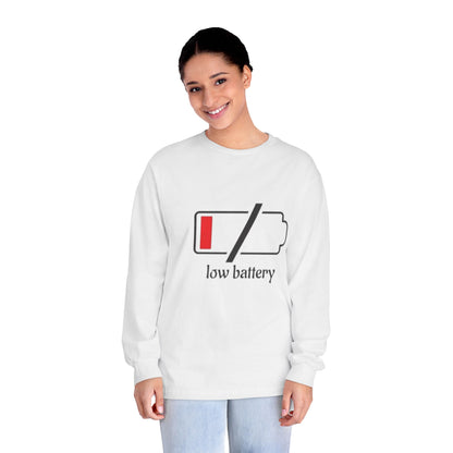 Low Battery Long Sleeve T-Shirt | Funny Tech Shirt | Perfect Gift for Gamers | Casual Wear | Comfortable Everyday Tee