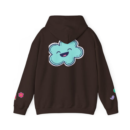 Cute Illustrated Hoodie with Flowers,  Sweatshirt for Spring, Funny Cloud Design, Gift for Teens, Cozy Casual Wear
