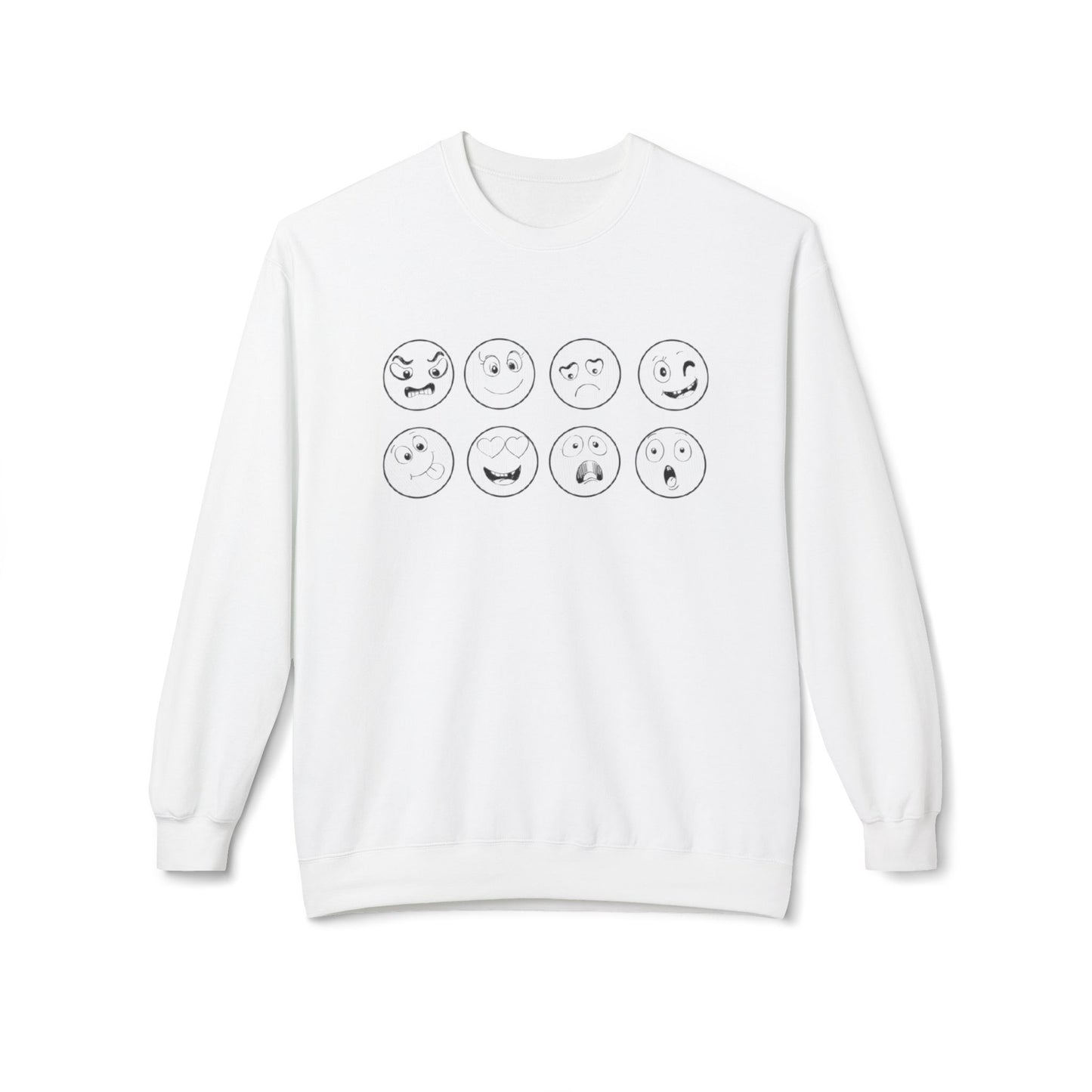 Emoticon Crewneck Sweatshirt - Cozy Fleece Sweatshirt, Gift for Friends, Funny Emoji Apparel, Mood Swag, Casual Layering