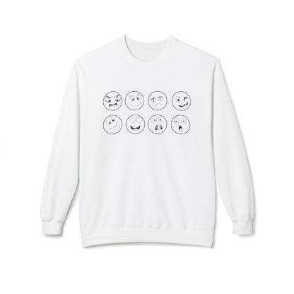 Emoticon Crewneck Sweatshirt - Cozy Fleece Sweatshirt, Gift for Friends, Funny Emoji Apparel, Mood Swag, Casual Layering