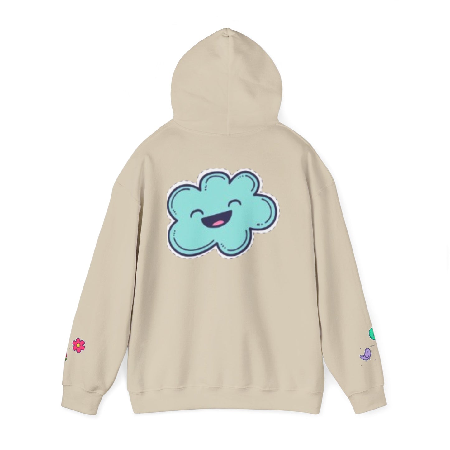 Cute Illustrated Hoodie with Flowers,  Sweatshirt for Spring, Funny Cloud Design, Gift for Teens, Cozy Casual Wear