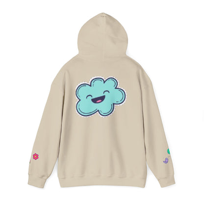 Cute Illustrated Hoodie with Flowers,  Sweatshirt for Spring, Funny Cloud Design, Gift for Teens, Cozy Casual Wear