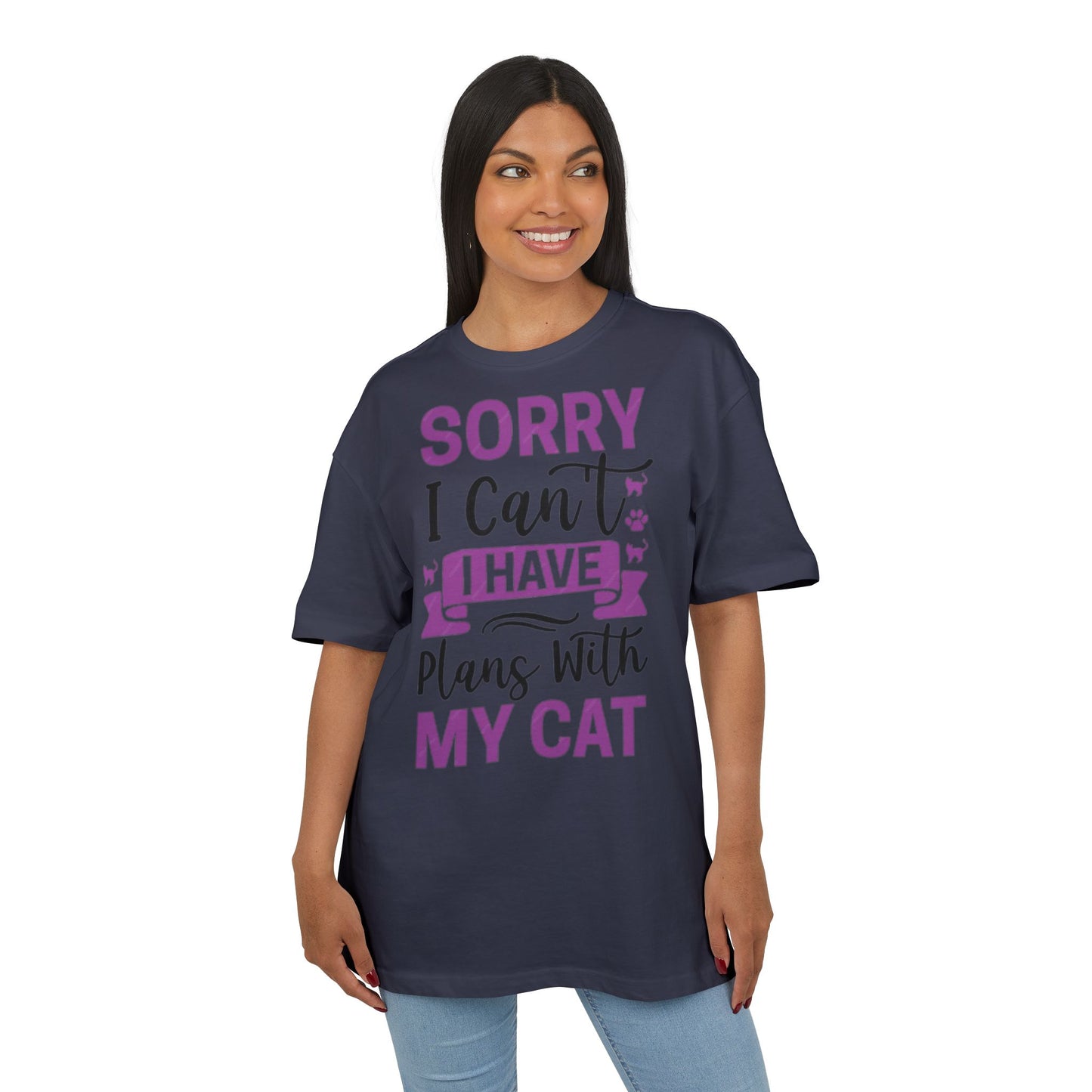 Cat Lover's Oversize Tee: Sorry I Can't, I Have Plans With My Cat - Funny Pet Tee, Gift for Cat Owners, Casual Everyday Wear, [...]