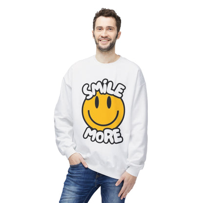Smiley Face Fleece Crewneck Sweatshirt | Sweatshirt for Everyday Comfort, Gifts, Casual Wear, Smile More Apparel, Cozy Fashion