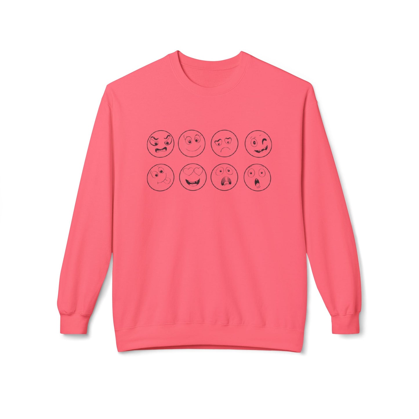 Emoticon Crewneck Sweatshirt - Cozy Fleece Sweatshirt, Gift for Friends, Funny Emoji Apparel, Mood Swag, Casual Layering