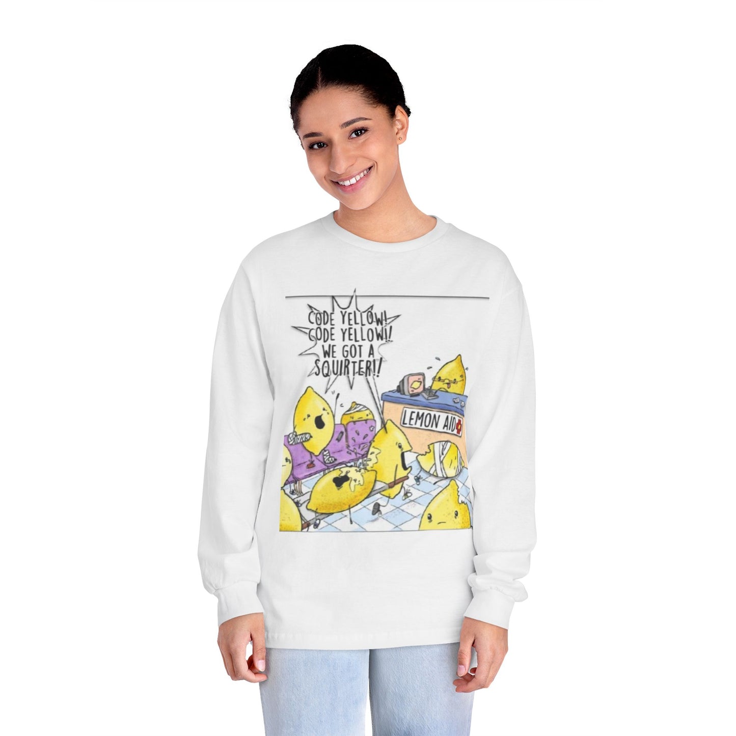 Fun Lemonade T-Shirt, Cartoon Tee,Long Sleeve, Summer Vibes, Gift for Citrus Lovers, Funny Lemon Shirt