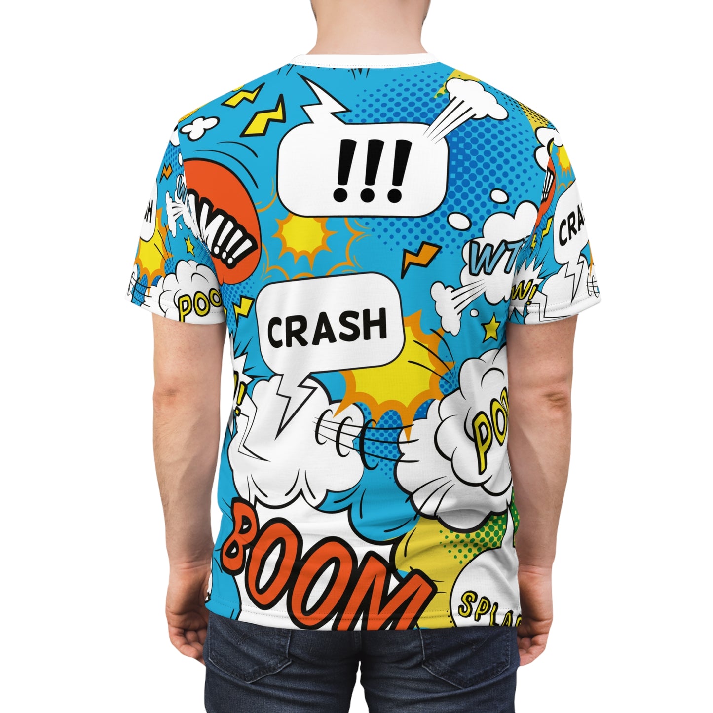 Comic Book Graphic Tee,  Tee, AOP T-shirt, Fun Graphic Shirt, Gift for Comic Lovers, Casual Wear, Cartoon Print Tee