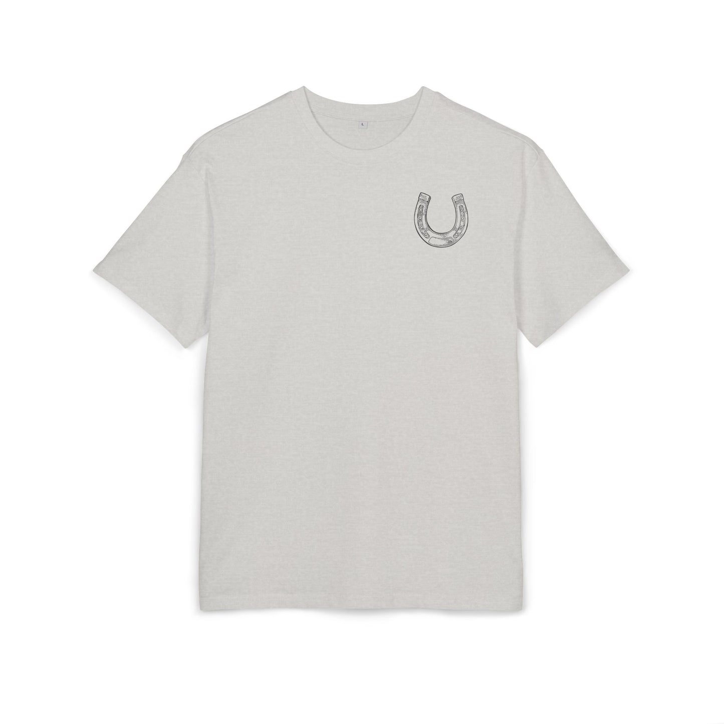 Casual Oversize Tee with Horseshoe Design, Comfortable Cotton Tee,  T-Shirt, Everyday Wear,  Relaxed Fit Tee