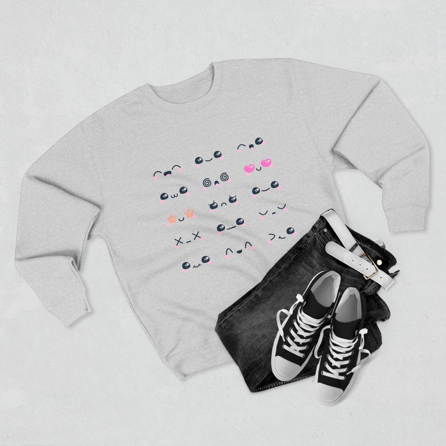 Cute Expression Crewneck Sweatshirt, Cozy Gift, Fashionable Apparel, Sweatshirt, Trendy Outfit, Perfect for Fall