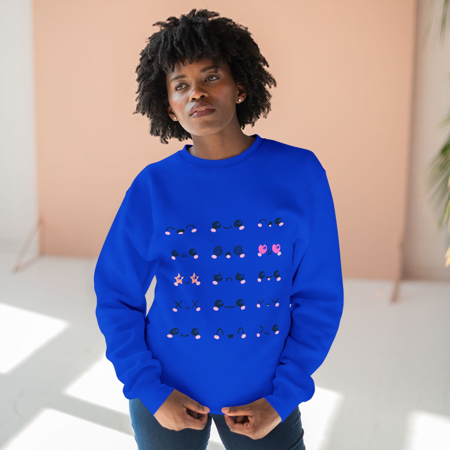Cute Expression Crewneck Sweatshirt, Cozy Gift, Fashionable Apparel, Sweatshirt, Trendy Outfit, Perfect for Fall