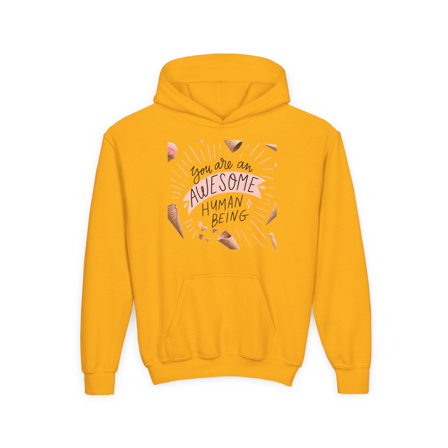 Youth Inspirational Hoodie - You Are An Awesome Human Being, Perfect Gift for Teens, Motivational Sweatshirt, Birthday Present