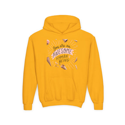 Youth Inspirational Hoodie - You Are An Awesome Human Being, Perfect Gift for Teens, Motivational Sweatshirt, Birthday Present
