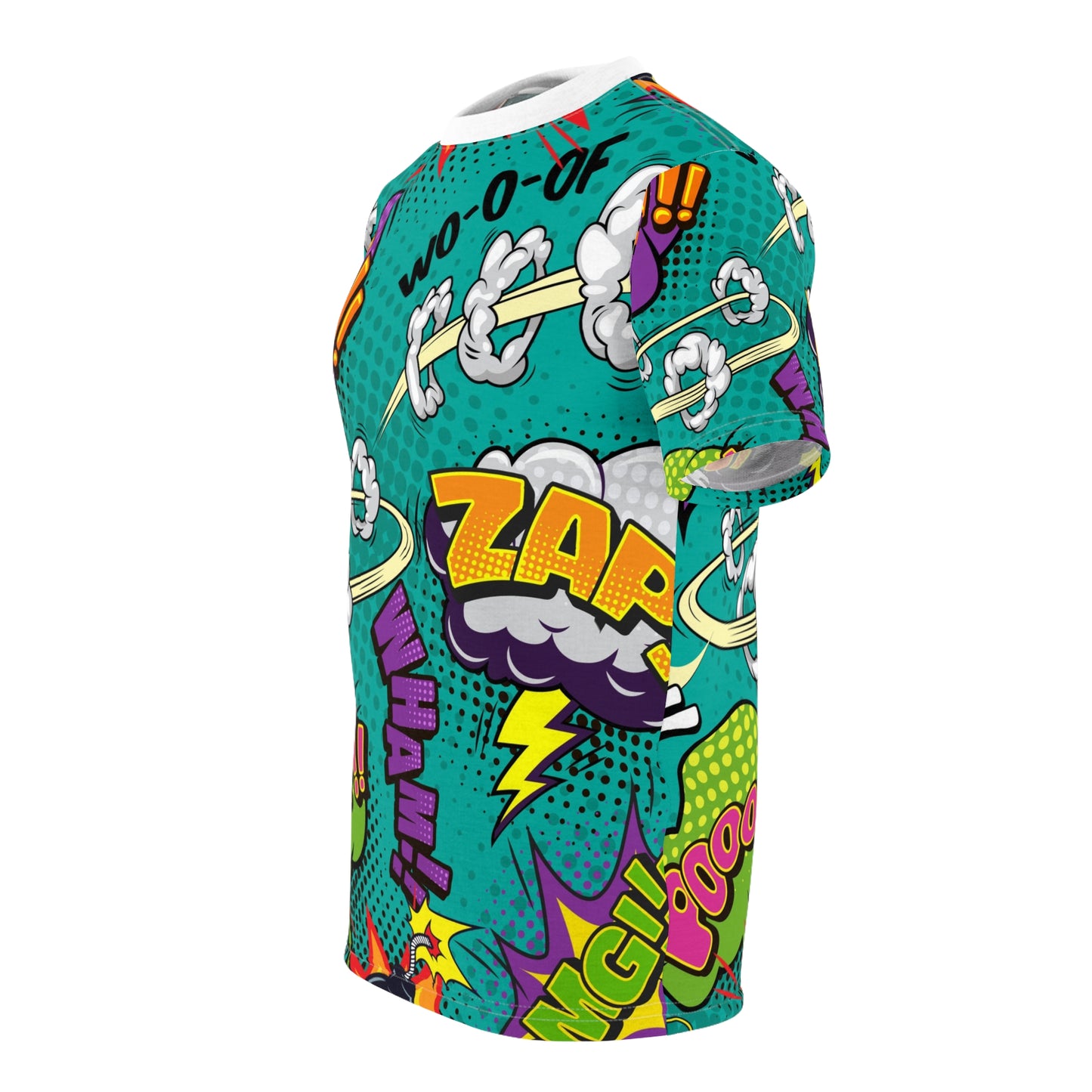 Comic Book Graphic Tee,  Tee, AOP T-shirt, Fun Graphic Shirt, Gift for Comic Lovers, Casual Wear, Cartoon Print Tee