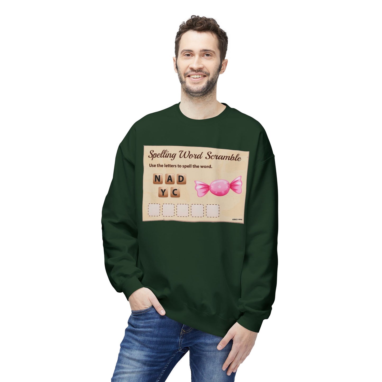 Creative Spelling Word Scramble Crewneck Sweatshirt, Fun Apparel, Unique Gift, Cozy Wear, Interactive Teaching Tool