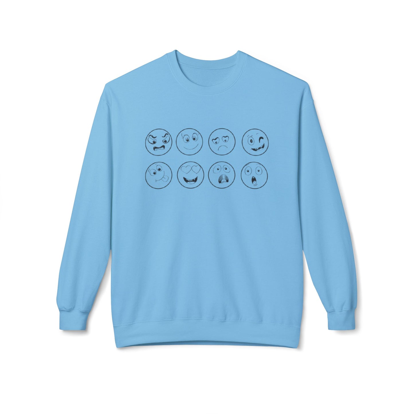 Emoticon Crewneck Sweatshirt - Cozy Fleece Sweatshirt, Gift for Friends, Funny Emoji Apparel, Mood Swag, Casual Layering