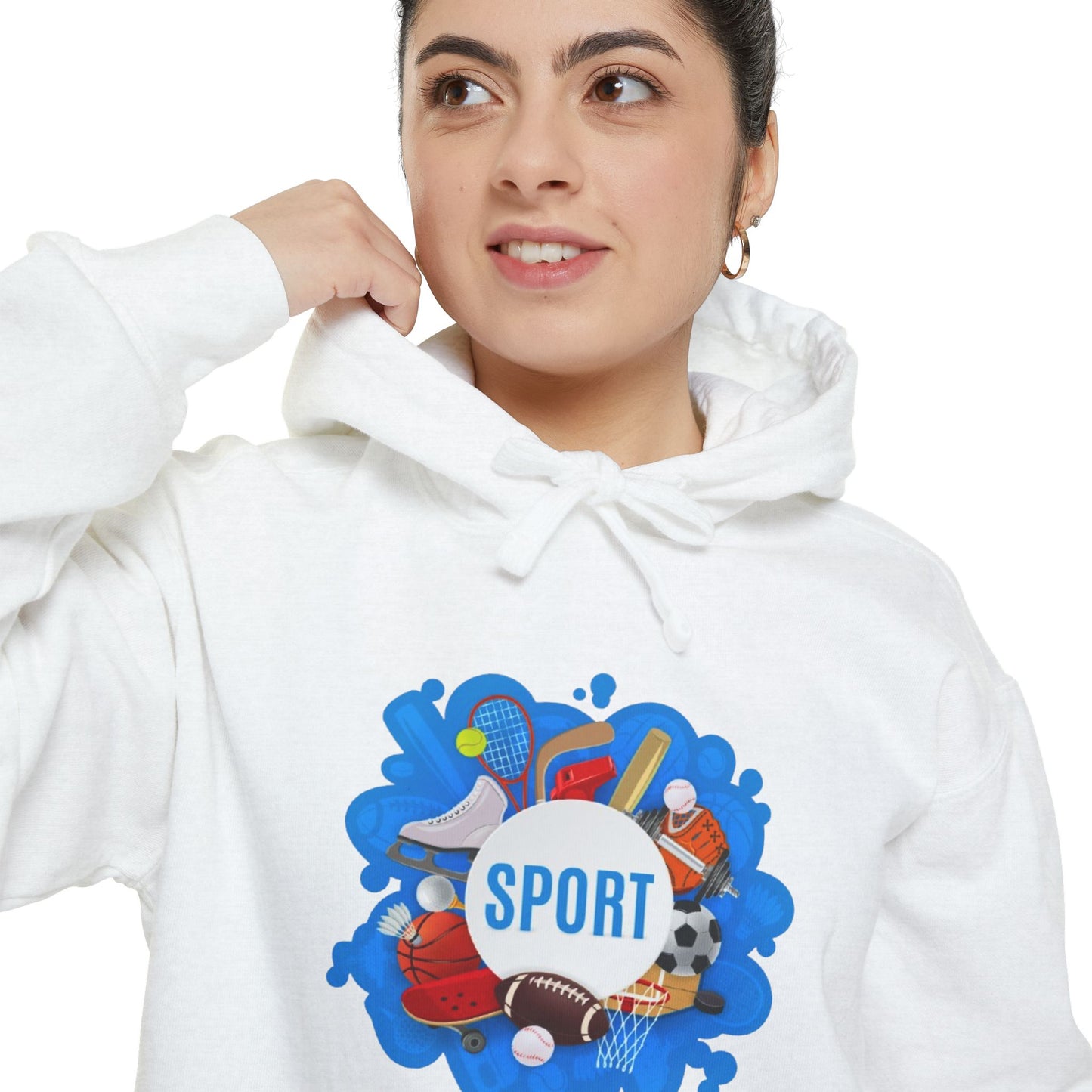 Sporty  Garment-Dyed Hoodie - Casual Comfort for Sports Lovers,  Apparel, Activewear, Gift for Athletes, Cozy Loungewear