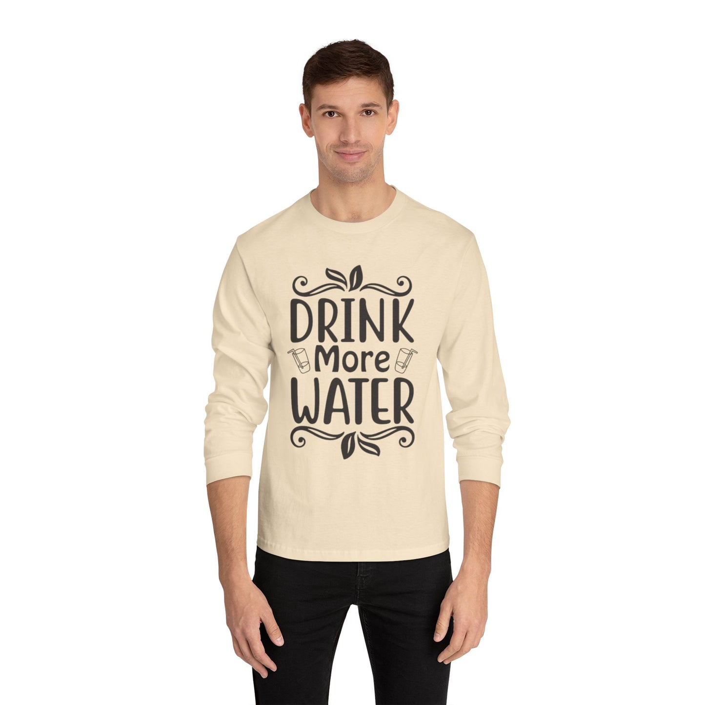 Drink More Water Classic Long Sleeve T-Shirt, Hydration Reminder Top, Health Apparel, Gift for Wellness Enthusiasts, [...]