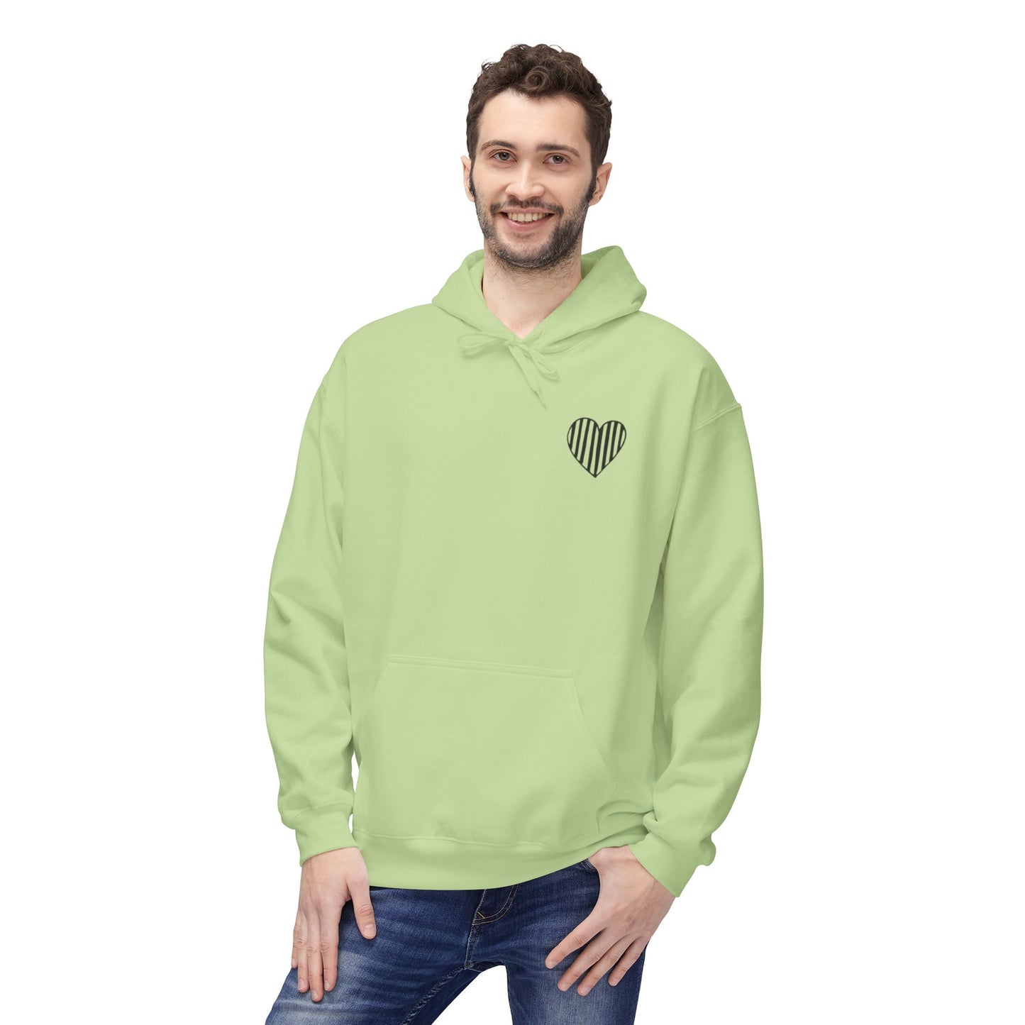 Striped Heart Fleece Hoodie - Soft, Cozy Apparel for All Seasons