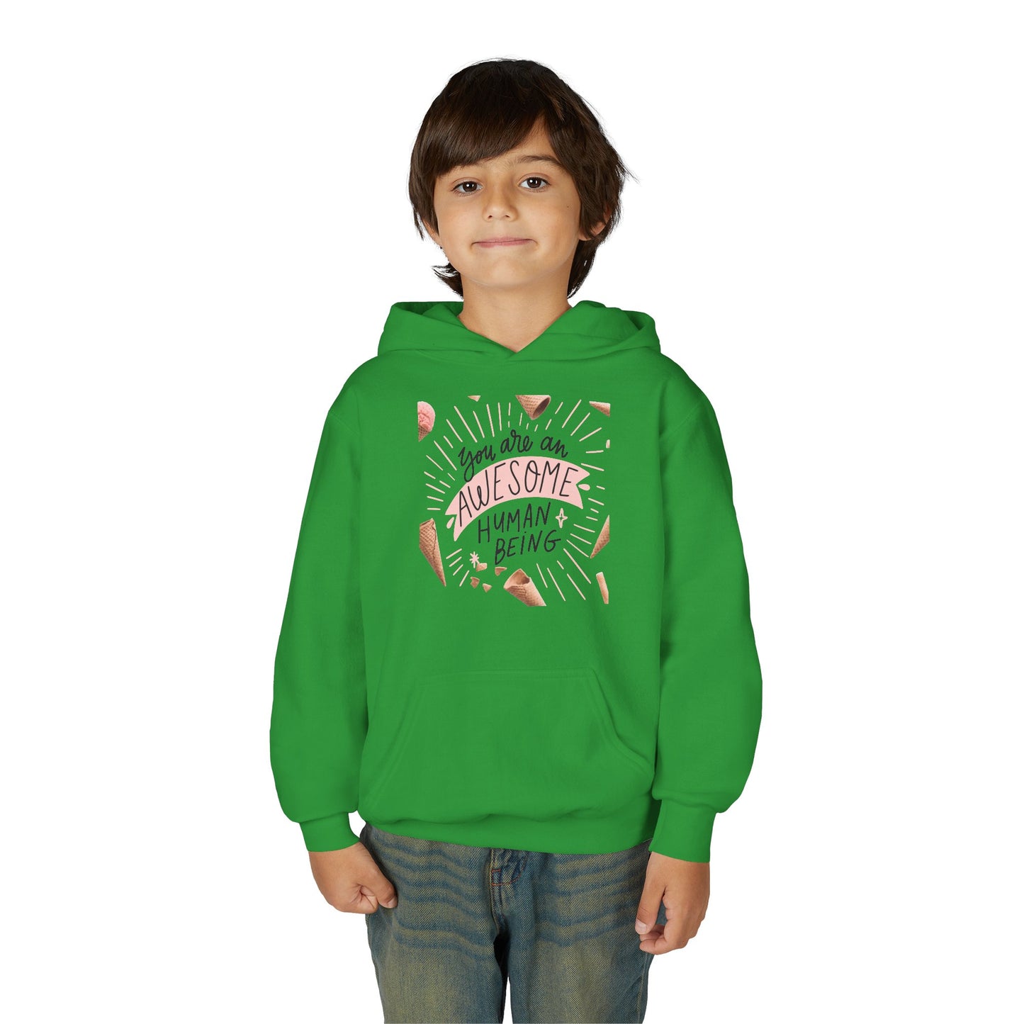 Youth Inspirational Hoodie - You Are An Awesome Human Being, Perfect Gift for Teens, Motivational Sweatshirt, Birthday Present