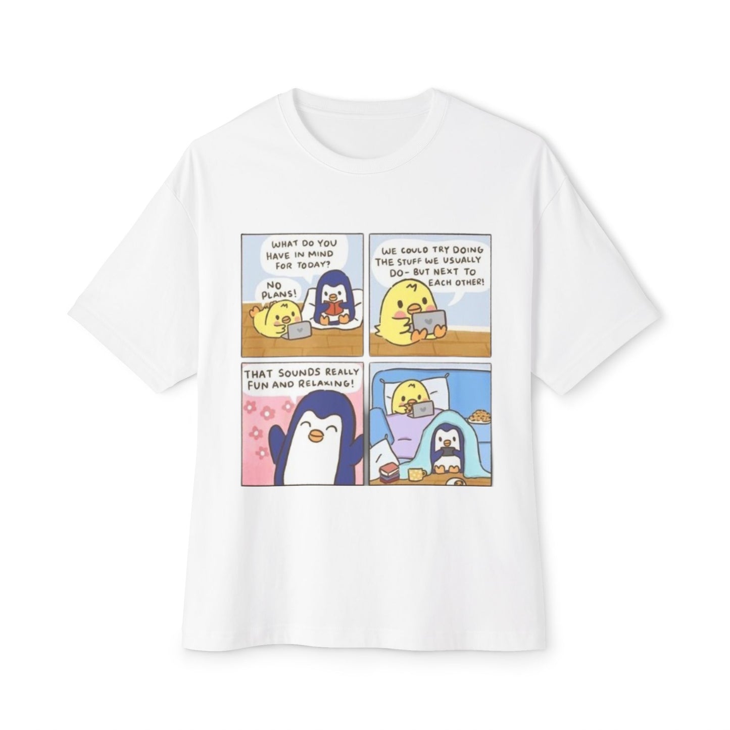 Cute Penguin Graphic Tee, Funny Animal Oversized T-Shirt, Cartoon Lovers Gift, Casual Summer Wear, Cozy Lounge Top