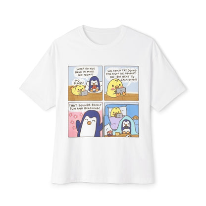 Cute Penguin Graphic Tee, Funny Animal Oversized T-Shirt, Cartoon Lovers Gift, Casual Summer Wear, Cozy Lounge Top