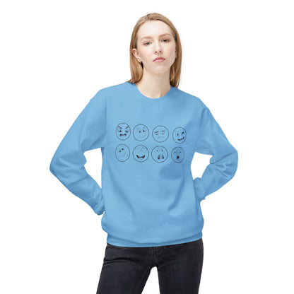 Emoticon Crewneck Sweatshirt - Cozy Fleece Sweatshirt, Gift for Friends, Funny Emoji Apparel, Mood Swag, Casual Layering