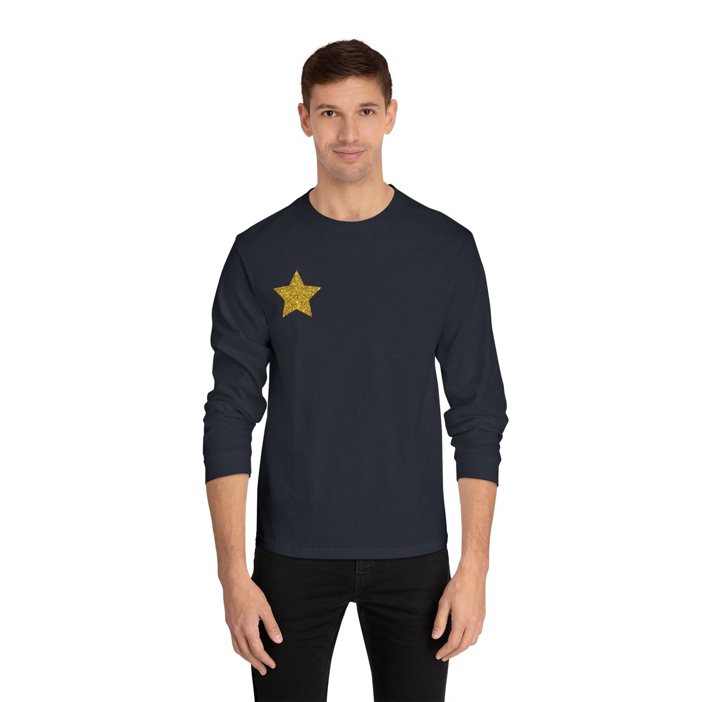 Golden Star  Long Sleeve T-Shirt, Casual Shirt, Gift for Her, Holiday Apparel, Everyday Wear, Comfortable Style