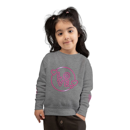 Charming Toddler Sweatshirt with 'Love' Print, Cozy Kids Pullover, Cute Gift for Birthdays, Playdates