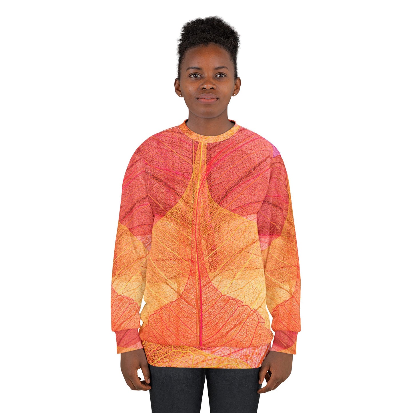 Leaves  Sweatshirt -Autumn, Cozy Fall Apparel, Gift for Nature Lovers, Unique AOP Design, Perfect for Cool Days