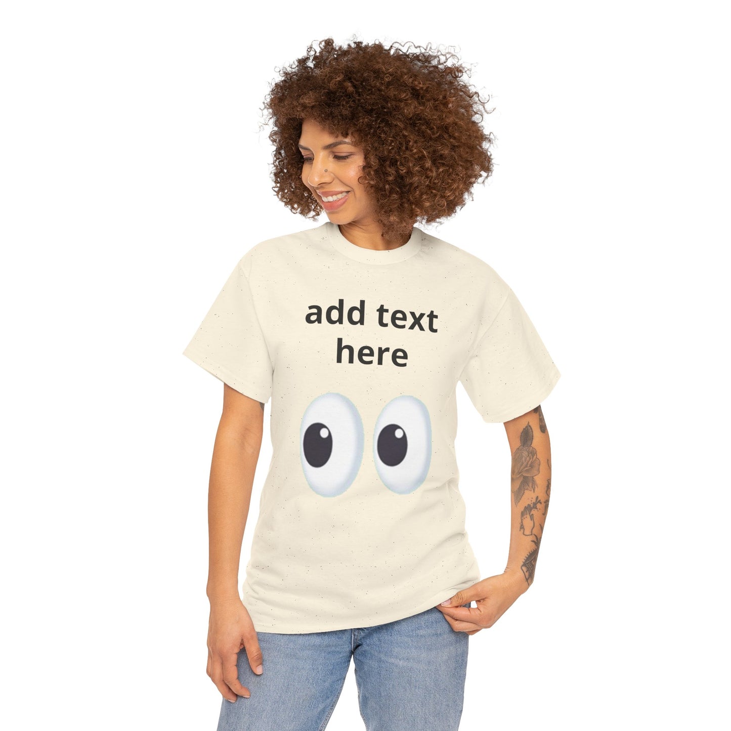 Funny Eyes Graphic Tee — Customizable “add text here” Shirt
