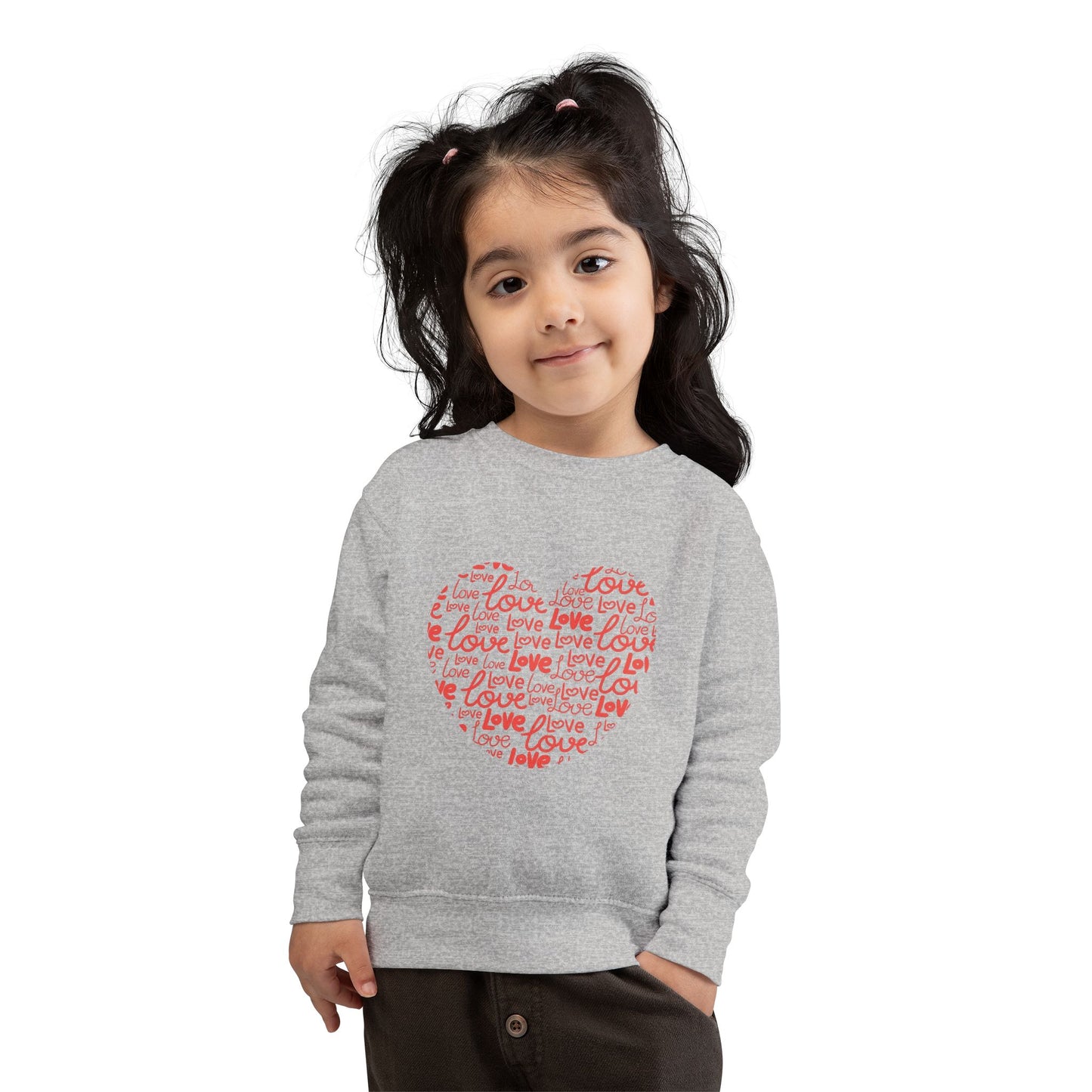Toddler Love Heart Sweatshirt, Cute Baby Crewneck, Valentine Gift, Adorable Kids Apparel, Heart Sweatshirt for Toddlers