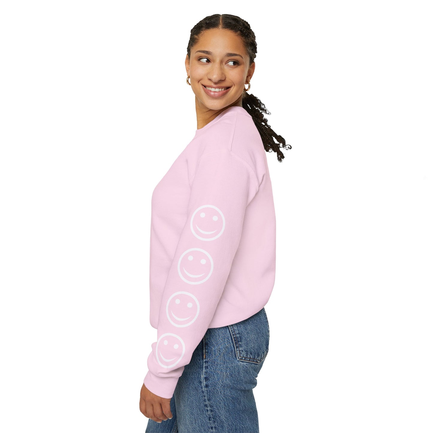 Smiley Face Crewneck Sweatshirt , Casual Wear, Gift for Friends, Cozy Layering, Everyday Comfort